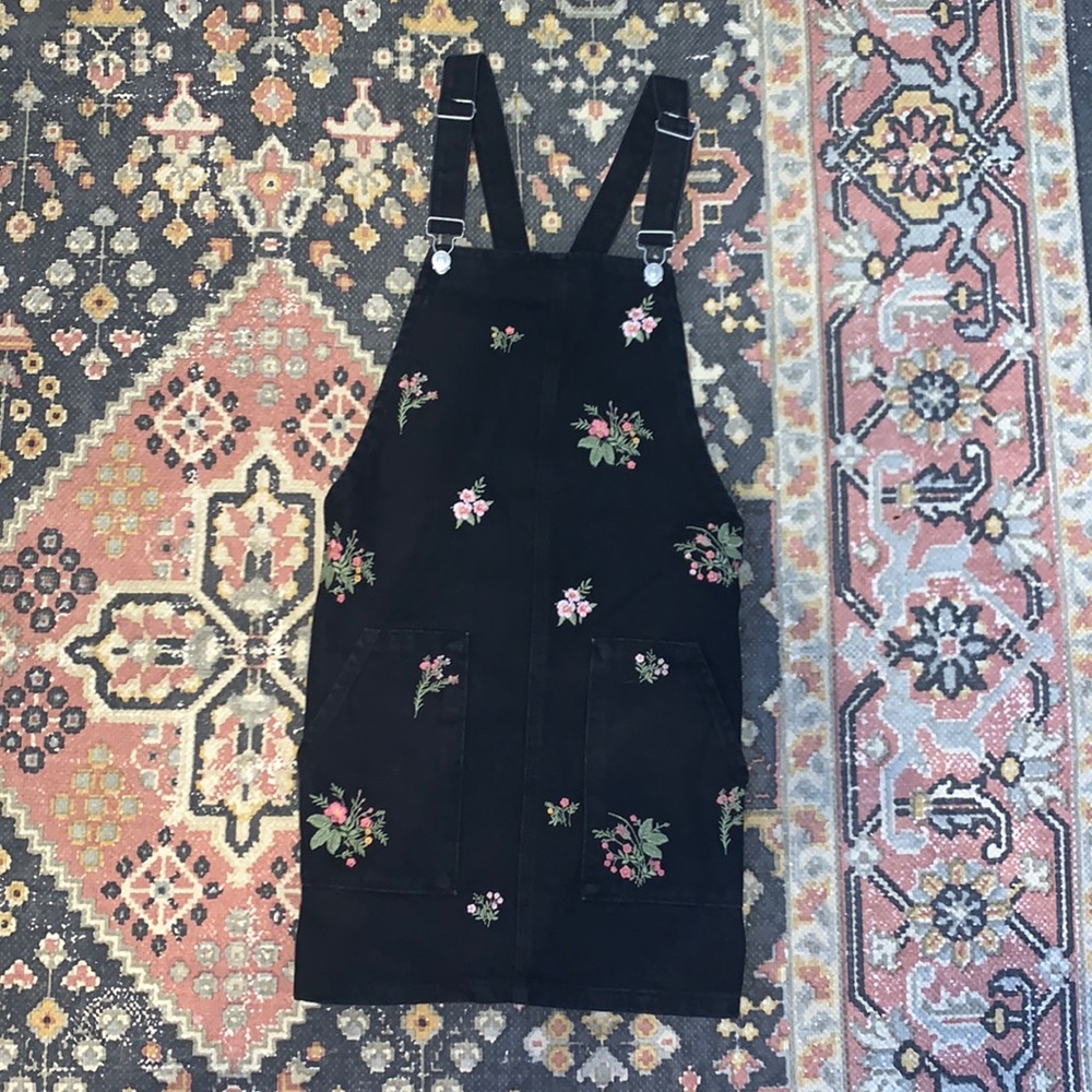 Black denim pinafore dress